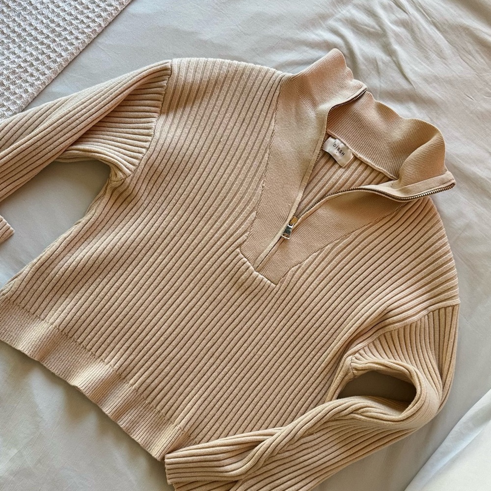 DISSH rib knit quarter zip sweater